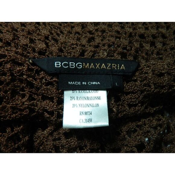 BCBGMaxazria Coverup Sweater Brown Crochet Top Women's Size Large‎ - Picture 7 of 8